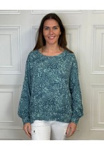 A Postcard from Brighton Gloria Patchwork Animal Puff Sleeve (Blue) 